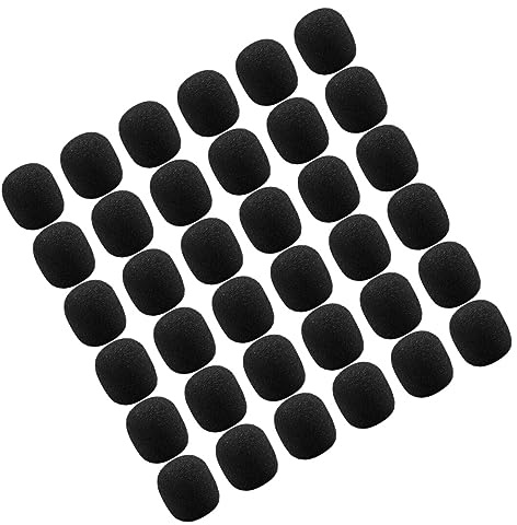 DRESSOOS 50pcs Microphone Windscreen Covers Sponge Protectors for Lapel Headset Mic Use in Ktv Studio Recording