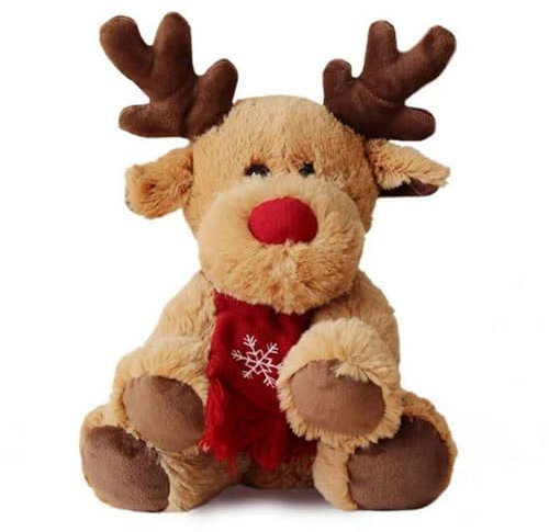 champracer Weihnachts Kuscheltier Elch Stofftier 28 cm, Rentier Kuscheltier Plüsch Spielzeug Weihnachten Dekoration, Christmas Plush Toy Elch-Geschenk für Kinder Jungen Mädchen (Braun)