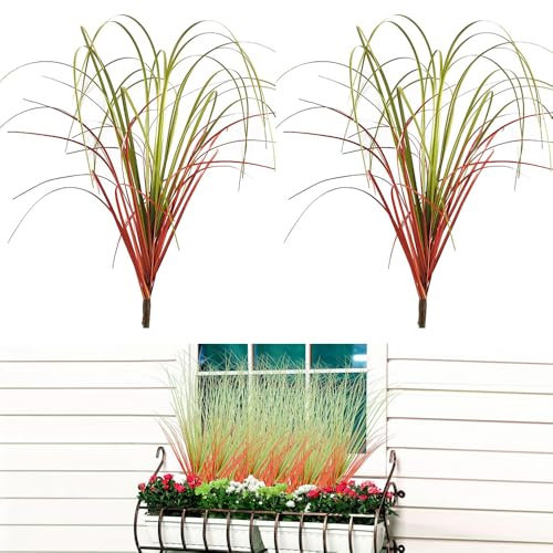 Yuqilin 20 stycken konstgjort gräs, 40 cm, konstgjord växt, utomhus, väderbeständig, dekoration, gräs, plast, balkongväxter, prydnadsgräs, för blomlåda, kruka, kök, terrass, gunga, bröllop, kontor,