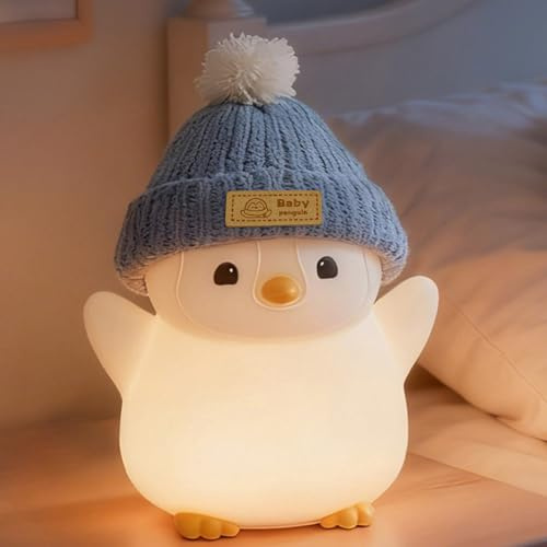 FAMIDUO Luce Notturna Pinguino Grigio, Lampada Silicone Alimentare