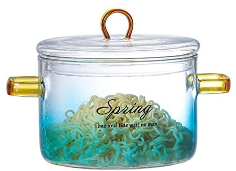 ZHZXBDGQ Olla de vidrio transparente, sartén de vidrio con tapa, placa de cocina y tapa de vidrio, olla de cocción a fuego lento, cacerola pequeña, olla, hervidor, olla de fideos, pequeña