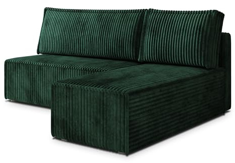 Masseno Ecksofa BRISO T mit Schlaffunktion L-Form, Sofa mit Bettkasten, Wohnzimmersofa, Couch, Soffa, Bettsofa, Couchgarnitur- Grün, TILIA 39