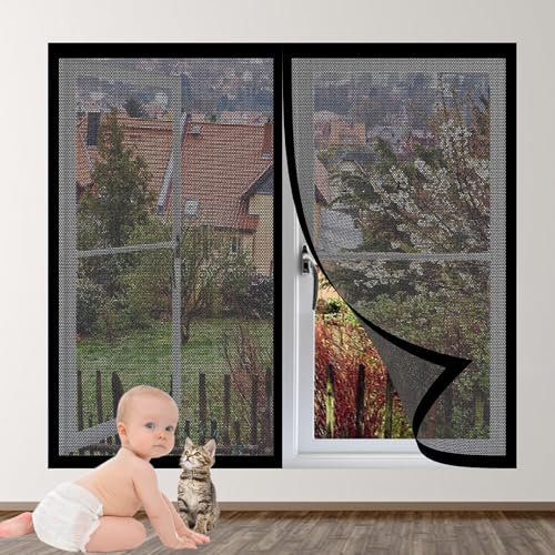 Zanzariera per Finestra Tetto 175 x 190 cm Zanzariere Magnetiche per Porte Facile da Installare Senza Fori per Finestre Soggiorno Camera Letto, Nero