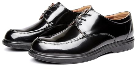 Allthemen Scarpe Eleganti Uomo Oxford in Pelle Mocassini da Lavoro Basse Vintage Derby Stringate Bovina Nero 41