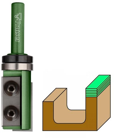 Fraiser Multibit - Nutfräser und Bündigfräser zum Kopieren und Schneiden, Durchmesser 19 mm, Schaft 12 mm, 2 HM-Wendeplatten Up&Down und Kugellager, für Oberfräse, Kantenfräse und CNC
