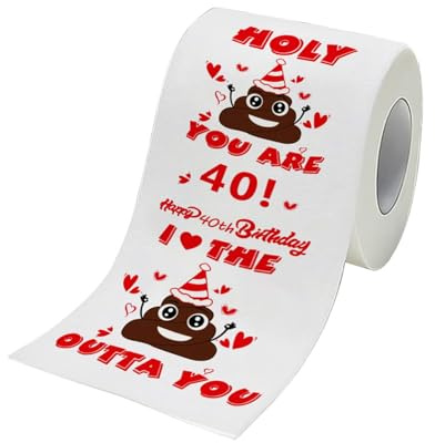 Oiieco Funny 40th Birthday Gifts for Men & Women, Happy Prank Toilet Paper Roll, Novelty Gag Gift for Friends, 40th Birthday Decorations & Wrapping Paper, 380 Sheets & 3 Layers