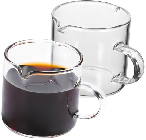 LIGIGWASH 2piezas Tazas Espresso De Vidrio Borosilicato Transparente Resistentes y Seguras Con Diseño De Doble Para Verter Con Precisión Capacidad Moderada Para Café Diario