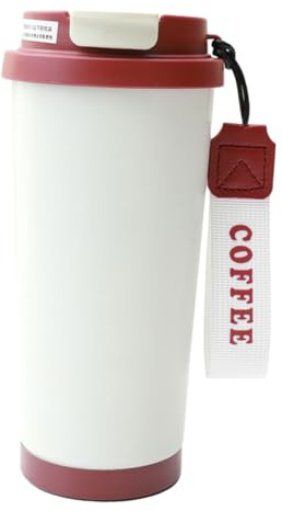Balacoo Taza de Café Térmica Inoxidable Aislante para Bebidas Calientes y Frías Portátil y para Viaje con Doble Tapa y Diseño Ergonómico para Hombres y Uso Coche