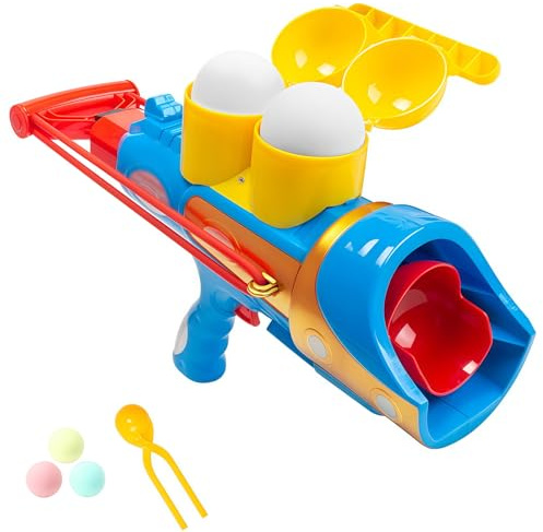 Probuk Schneeball Werfer Pistole mit Ladeclip & 3 Soft-Schaum-Bällen - Automatischer Schneekugel Blaster für Kinder, Kinder-Spielzeug für Draußen (Sicher und Weich) und Schneeballschlacht