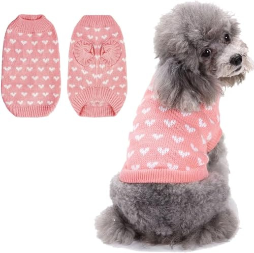 Hundepullover Warm, Hundepulli für kleine mittelgroße Hunde, Herbst/Winter hohe Elastizität Bequeme Haustierkleidung, Weihnachten Neujahr Hundekostüm (Rosa,S)