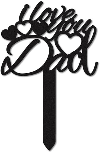 CREATCABIN Pappa minnesmärke trädgård insats metall kyrkogårdsskylt 'I Love You' pappa' vattentät svart minne plakett minnesmärke gravmarkör för sympati gåvor utomhus gård gravplats dekorationer 7,9 x