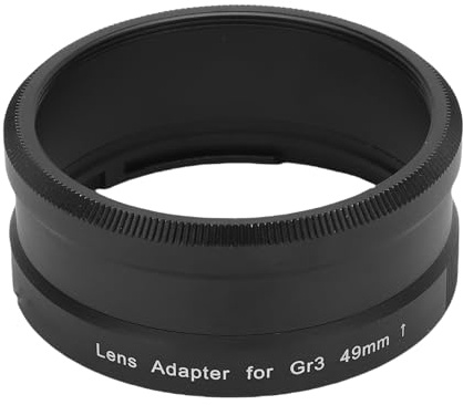 Yanmis Adaptador de Filtro de Lente de 49 Mm, para GR3 GA1 de Reemplazo de Lente de Conversión Anillo de Adaptador Original sin Bamboleo para Tapas de Hilos de 49 Mm.
