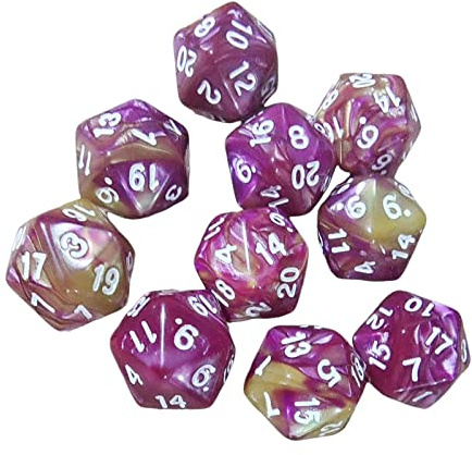 TAIZhiChen 10 Pezzi di Poliedri D20 a 20 Facce per Giochi da Tavolo, Rosso Purpureo