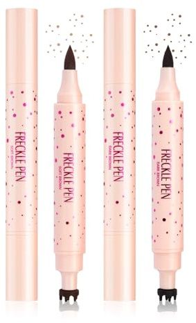 Stylo double pointe pour taches de rousseur naturelles, simulation imperméable de taches artificielles, tampon pour 5 points sur le visage, stylo eye-liner #MARRON CLAIR + MARRON FONCÉ
