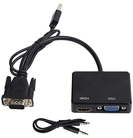 LIYJTK Convertisseur de répartiteur d'interface multimédia haute définition VGA VGA, prise en charge de l'adaptateur double affichage