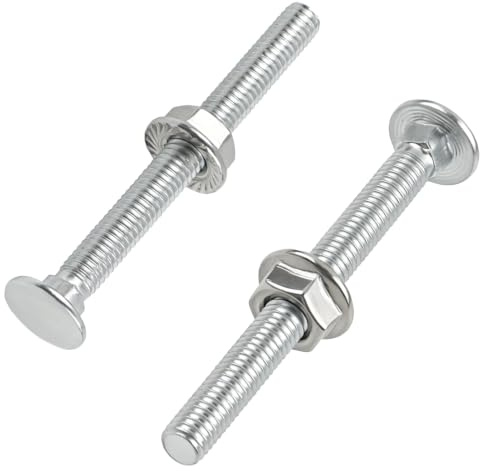 MISIQIMA 25 Pièces Boulons de Carrosserie M6x60mm avec Écrous à Embase | Boulon Tete Ronde Collet Carré Adaptés Réparation Mécanique, Décoration Intérieure, Travail du Bois