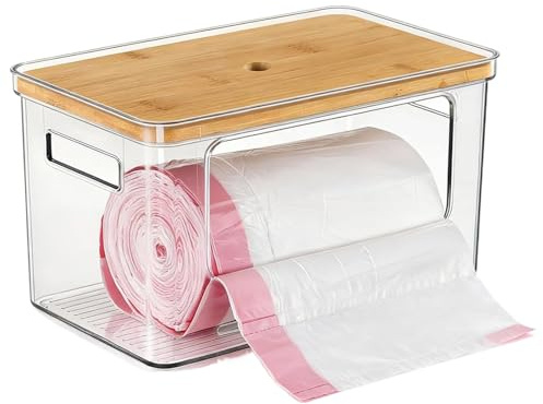 Distributeur de sacs poubelle transparents empilables | Distributeur de sacs poubelle sous évier | Pour armoires de cuisine, placard, garde-manger, buanderie, tiroirs de salle de bain