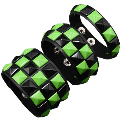 Navna 1 ensemble de bracelets punk gothiques carrés foncés en cuir pour discothèque et festival, réglable, léger et confortable, taille unique, Comme décrit