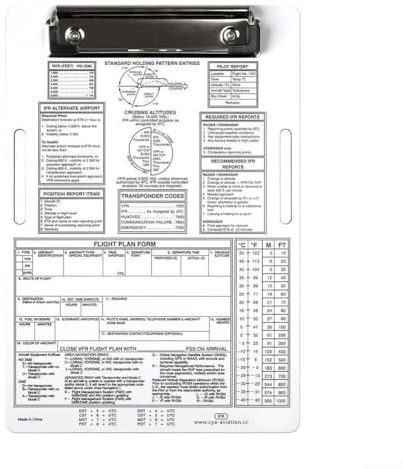 Genouillère pilote en aluminium pour opérations de vol IFR et VFR, porte-bloc d'avion léger avec sangle élastique et clip en métal, bloc-notes d'aviation (IFR)