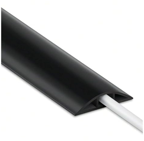Canaleta Pasacables para Suelo Cubierta de Cable Suelo PVC, 1 Unidad, 1m/39,37 Pulgadas, Protector alimentación Autoadhesivo, extensión conducto eléctrico, Fundas Hider Co(Black)