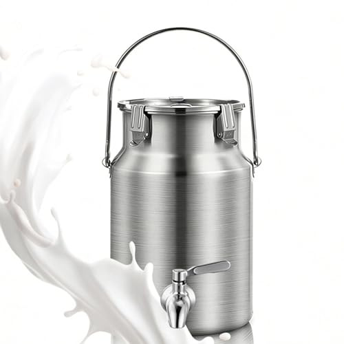 Lechera Acero Inoxidable 3/5/10/15 Litros 201,bidón de leche sellado con Tapa/asa Grande bidones for Transporte/Cubo for Vino Resistente Jarra Barril Aceite,withfaucet-10L
