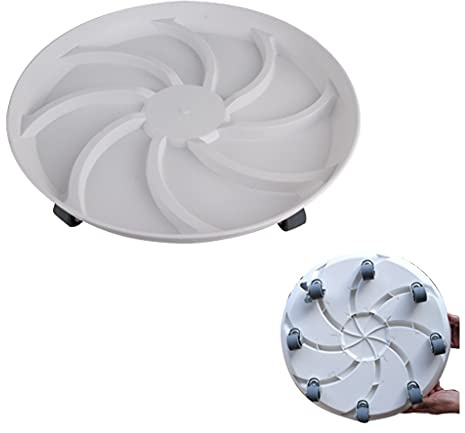 Växtvagn, fat med 8 hjul, kraftig växtvagn med 360° låsbara hjul, blomkruksställ på hjul, rullvagn, rörliga växtbrickor (färg: vit, storlek: 43 cm/17 tum)