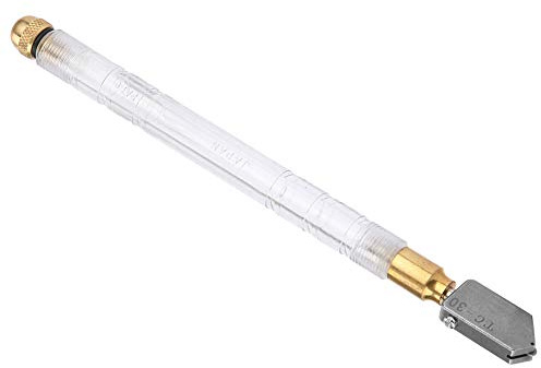 Saluaqui Tagliavetro per Olio Tagliavetro per Olio per con Manico in Plastica Professionale Utensile per Tagliare il Vetro con Rotella in Carburo di Tungsteno Serbatoio Integrato per Vetro Minerale