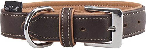Knuffelwuff Hundehalsband Leder Lederhalsband Hund weiches Leder Arcadia 21-25CM Braun