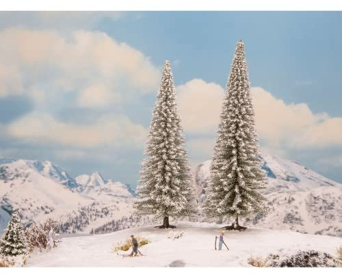 Noch 21966 Schneetannen, 2 Stück, 18 und 20 cm hoch
