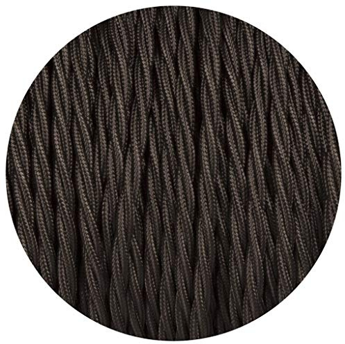 3 Core Braided Flexible Fabric Wire Flex Cable Antique Twisted Cable 3 Conductor 16.4ft Braided Electrical Cord Flex Cord Italian Braided for DIY (Black, 5 Meter / 16.4ft)
