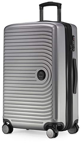 HAUPTSTADTKOFFER Mitte - Mittelgroßer Hartschalenkoffer, TSA, 4 Rollen, Check-In Gepäck mit 8 cm Volumenerweiterung, 68 cm, 88 L, Silbermatt