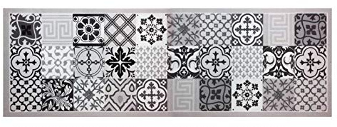 HOMEFACTO:RI Küchenläufer Brücke Läufer Kachel Fliesen Mosaik grau | Anti-Rutsch Waschbar, Größe:ca. 60 x 180 cm, Designs:Mosaik | grau schwarz