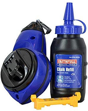 Faithfull FAICLKIT Rapid Chalk Line Kit 30M with Chalk and Mini Level