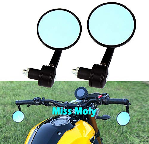 Specchi Retrovisori Manubrio Moto 7/8 22mm, Specchietto Retrovisore Rotondo per Bobber Cafe Racer Cruiser