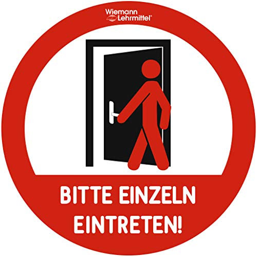 „Bitte einzeln eintreten“-Aufkleber-Set, Hinweisschild, Ø 30 cm | Wiemann Lehrmittel (Fußbodenaufkleber)