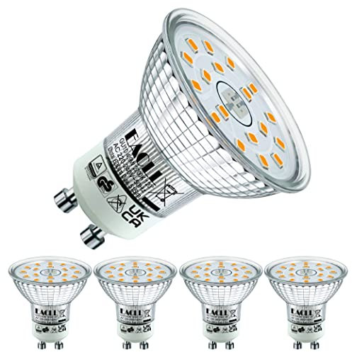 EACLL GU10 LED Warmweiss 4.9W Ersetzt 70W Halogen Leuchtmittel, 4er-Pack. 515 Lumen 2700K Birnen, AC 230V Flimmerfrei Strahler, Abstrahlwinkel 120° Spot, Nicht Dimmbar Reflektorlampen