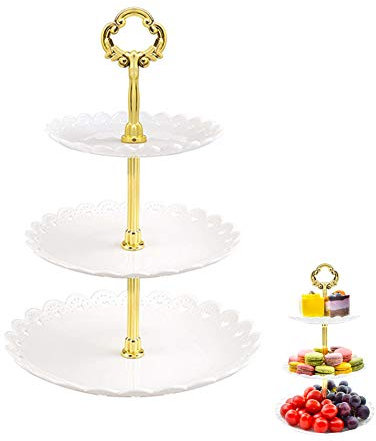 Alzata Per Torta a Tre Livelli, Alzate Portafrutta Cucina, Piatto Per Frutta, Supporto Per Dessert, Adatto Per Banchetti Nuziali, Compleanni, Feste e Feste Varie