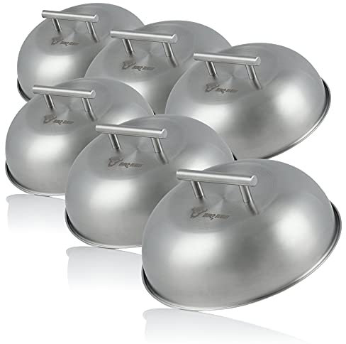 BBQ-TORO Cloche chauffante en Acier Inoxydable (6 pièces) | Ø 23 cm | Dôme pour Hamburger, Bol de Fonte, Cloche, dôme pour Fondre Le Fromage, Couvercle pour Hamburger
