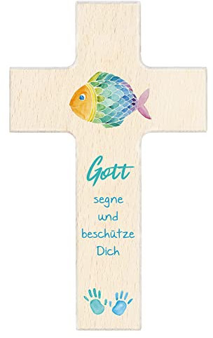 Fritz Cox Kinderkreuz 'Gott segne & beschütze Dich' 15cm natürlich