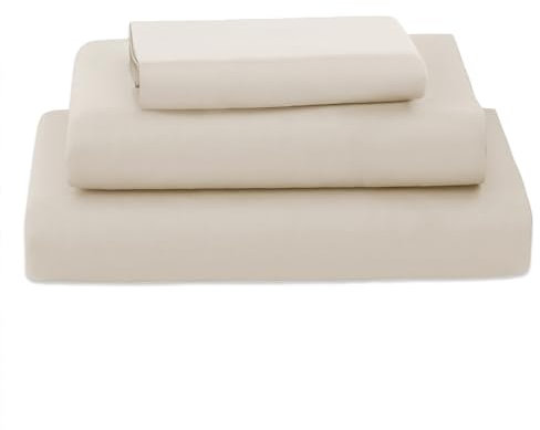 Poligino Sabanas Cama 160 - Juego Sábanas 4 Piezas - Sábanas Bajera Ajustable - Encimera - 2 Funda de Almohada 50x80 (Cama 160-160x190/200 cm, Beige)
