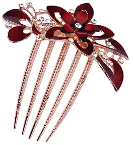 OSALADI Kristall Braut Hochzeit Haar Kamm Rote Braut Haar Kamm Strass Kristall Clip Haarschmuck Damen Für Frauen Damen Hochzeit