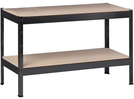 SCHULTE Regalwelt Schwerlastregal mit 2 Holzböden, 43x100x40 cm (HxBxT), Traglast pro Ebene ca. 150 Kg, schwarz-Struktur, Lagerregal, Kellerregal, Werkstattregal, Steckregal