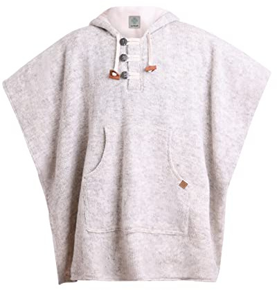 Virblatt - Poncho för Herr och Dam | Ull och Polarfleece | Varm Vinterfiltar Med Huva, Vit, One Size