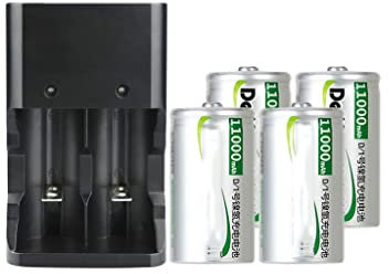 XCC Juego de baterías Recargables n. ° 1, Calentador de Agua de 10000 MAh, Estufa de Gas, Tipo D Grande, 1 Carga, 2 Potencia (Color : 11000mAh, Size : Four)