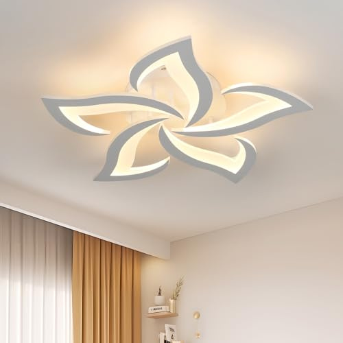 Riserva Moderne LED Deckenleuchte 60W, Blütenblatt Design, Weiß, 3000K | Acryl-Deckenleuchte für Wohnzimmer, Schlafzimmer, Esszimmer, Küche
