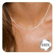 FUNEIA 925 Sterling Silber Kette Damen Verstellbare Halskette Verlängerungskette und einer Breite von 0,75/1/1,2/1,3/1,5 Silberkette Damen 925 ohne anhänger 40CM-60CM