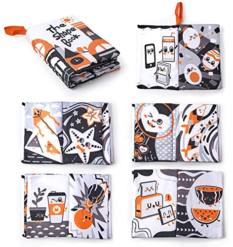 Tumama Babybücher Spielzeug 0-6 Monate Schwarz-Weiß-Stoffbuch Weiches Baby-geformtes Stoffbuch Newbron Sensorisches Spielzeug 0 3 6 12 Monate Baby-Früherziehungsspielzeug