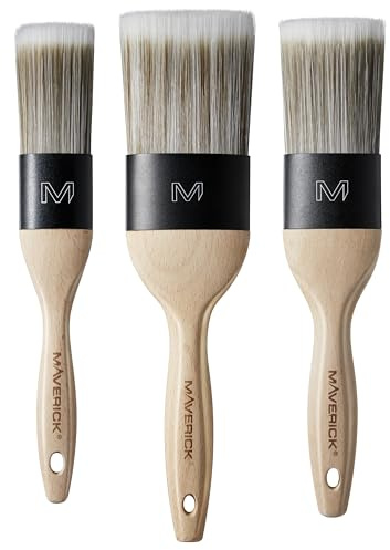 Maverick 190-serien X målarpenslar 3-pack professionellt rakt snitt ovalt Memex-huvud med FSC trä 3-pack set 3,8 cm, 5 cm, 6,3 cm