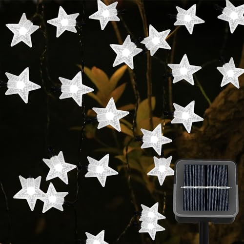 Ninonly Guirlande Lumineuse Extérieure Solaire, 14m 120 LED Étoile Guirlandes Lumineuse, 8 Modes Guirlande Solaire Exterieur Étanche, Etoile Decoration pour Jardin Cour Noël Mariage Patio Fête