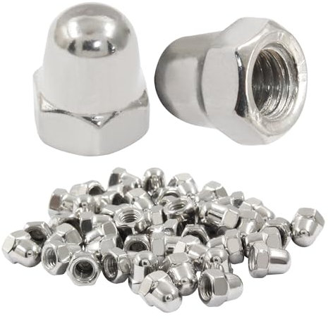 Hitefu Hutmuttern, M5–0,8 mm, Edelstahl, Sechskantmuttern, Kontermuttern, helle Oberfläche, 50 Stück